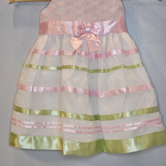Bonnie Jean Satin Ribbon Dress Pink & Green Size 2T - Picture 5 of 15